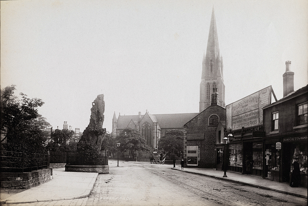 Headingley, Yorkshire: St Michael's Church and the Shire Oak. Credit: Wellcome Library, London. Photograph by F. Frith, 1897.